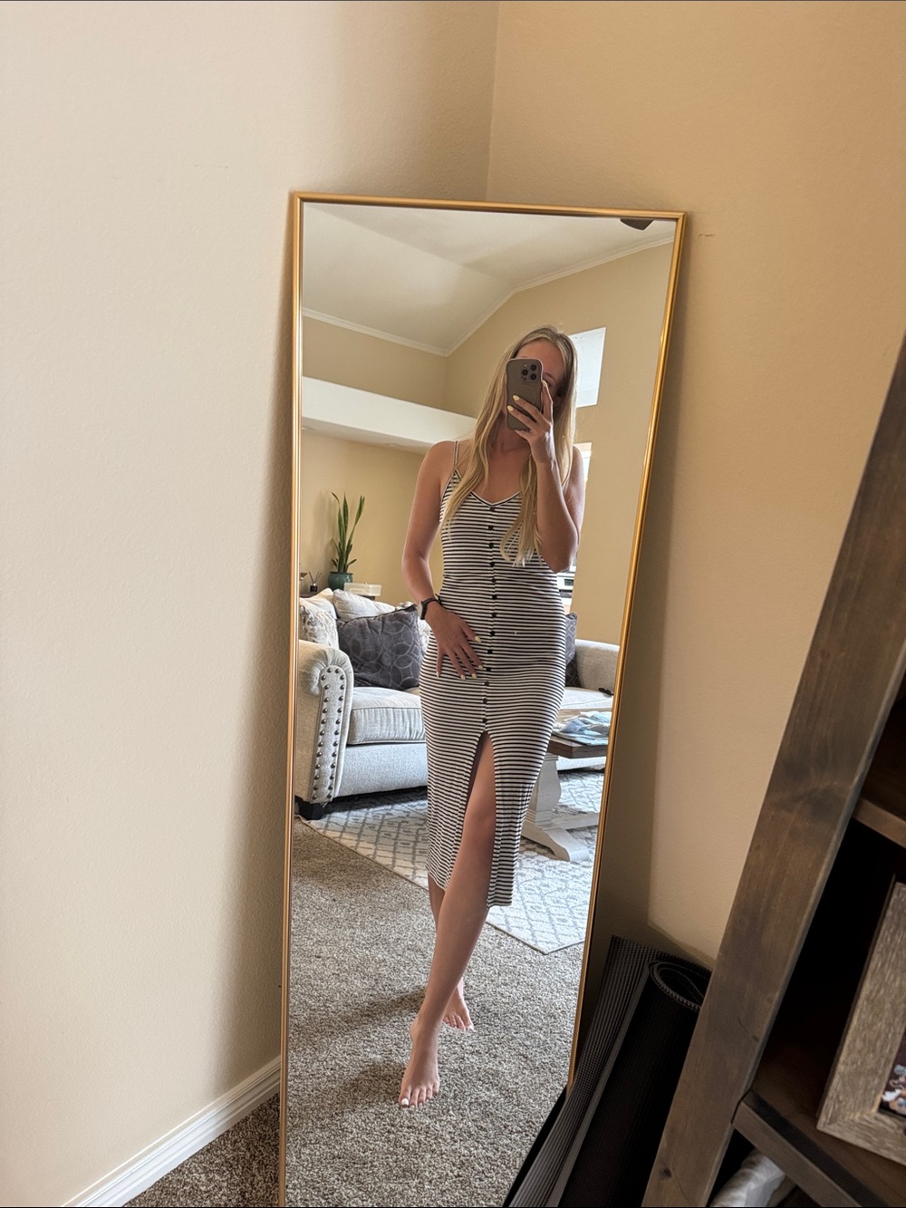 Vici Black and White Striped Maxi Dress